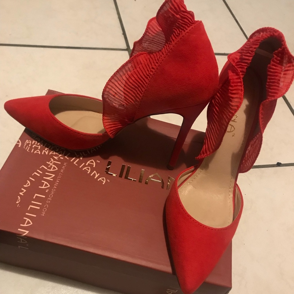 Red closed toe heels